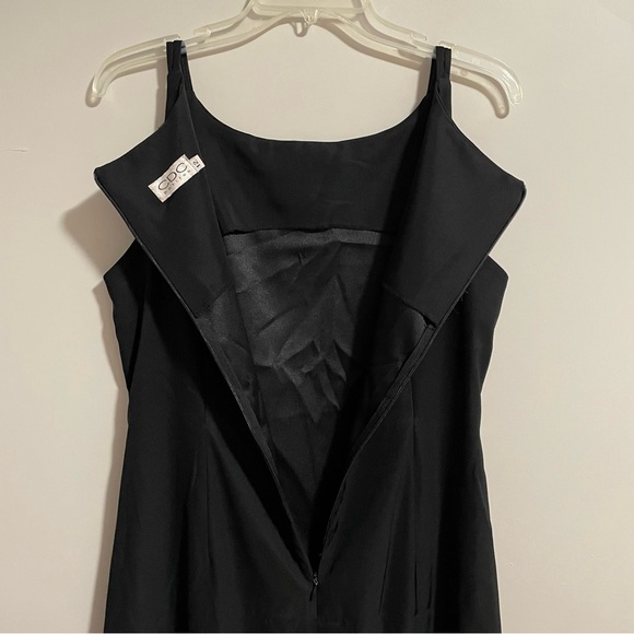 CDC Petites Beaded Y2K Maxi Dress Formal Sleeveless Side Slit Size 12P Black - Picture 7 of 8